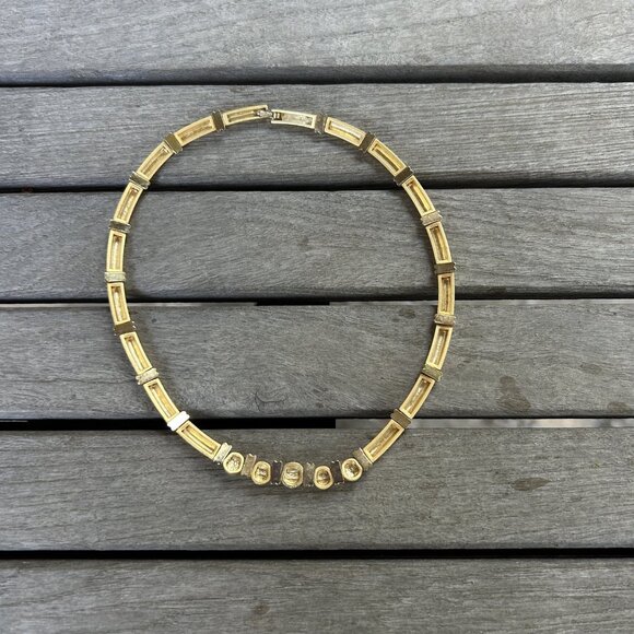 Vintage Goldtone Links and Rhinestone Fashion Choker Necklace - Picture 3 of 7